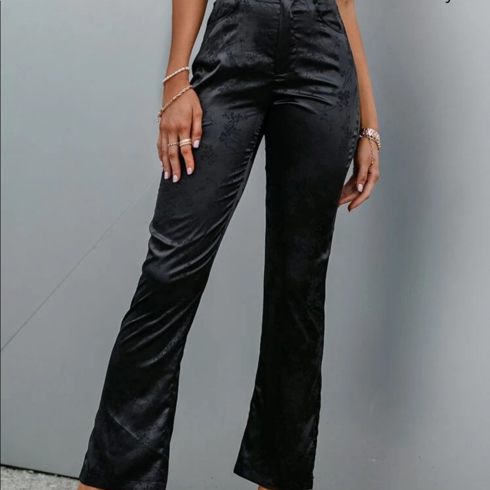 Floral satin pants